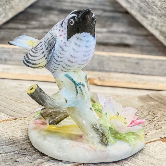 Royal Adderley Floral, Bone China Figurine of Myrtle Warbler & Ornate Flowers - Picture 5 of 10